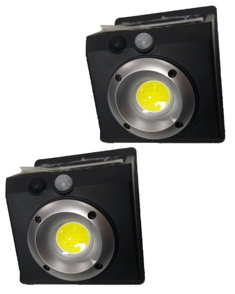 Set of 2: Solar Powered Wall Mounted Motion Sensor COB LED Lamp