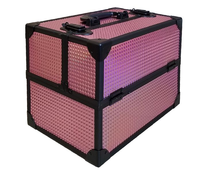 Glamorous Cosmetic Lockable Makeup Case with Brush Holder - Pink