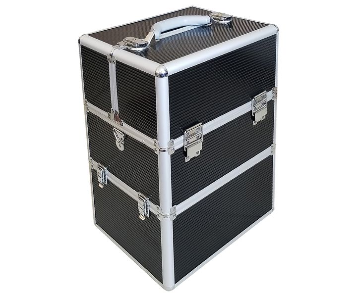 Professional Cosmetic Storage Makeup Case with Lockable Key - Black