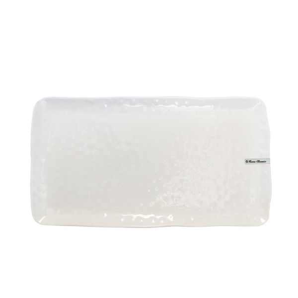 Home Classix Melamine HD Coupe Hammered Rectangle Platter 455 x 240mm White