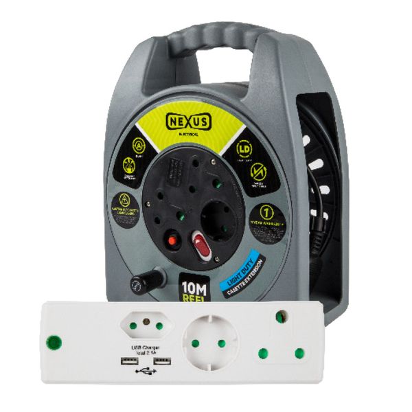 Nexus - Casette Reel + USB Adaptor - Extensions Leads &amp; Cable Reels - 10m