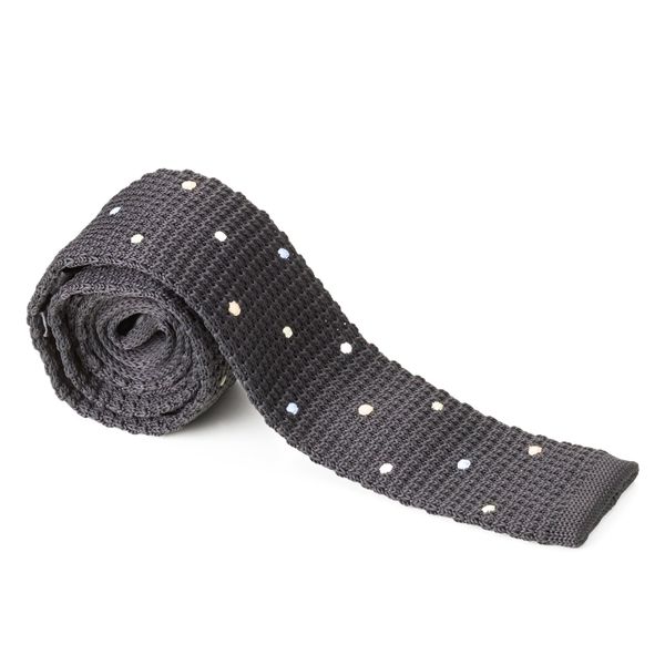 Black With White Polka Dots Knit Tie image
