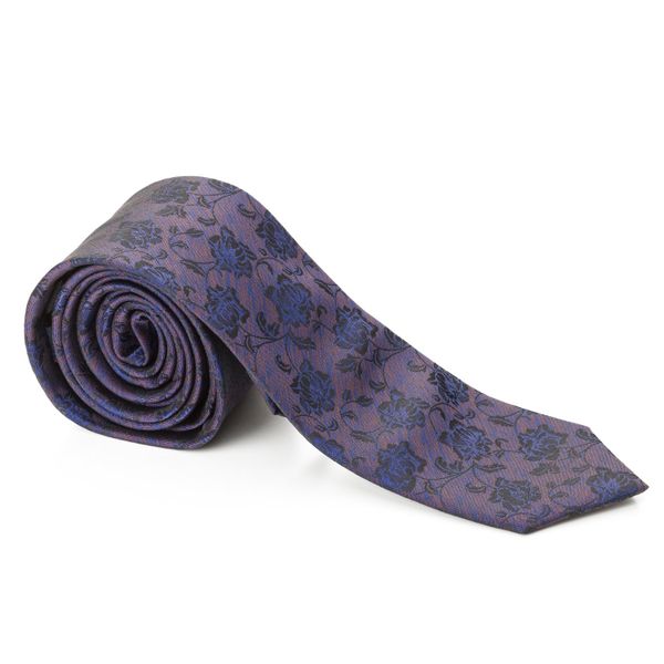 Blue With Burnt Orange Floral Tie