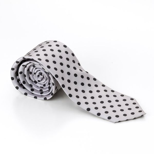 Grey With Black Polka Dots Tie image