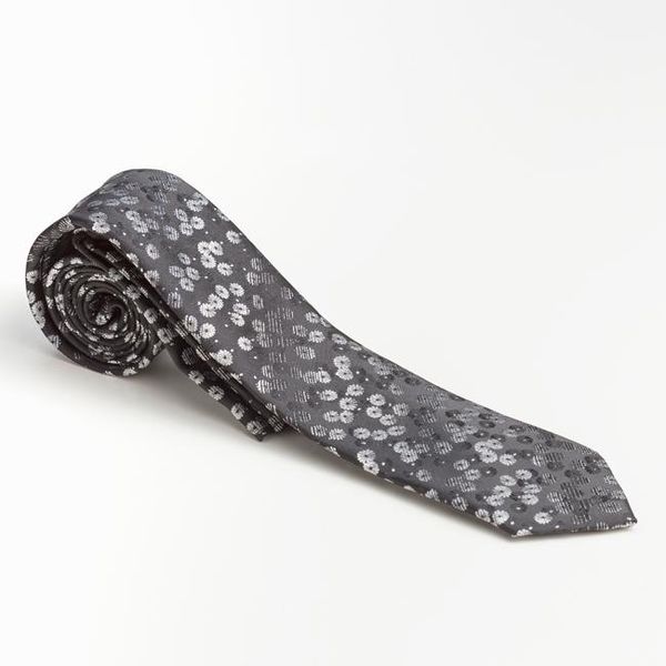 Metallic Grey Floral Tie