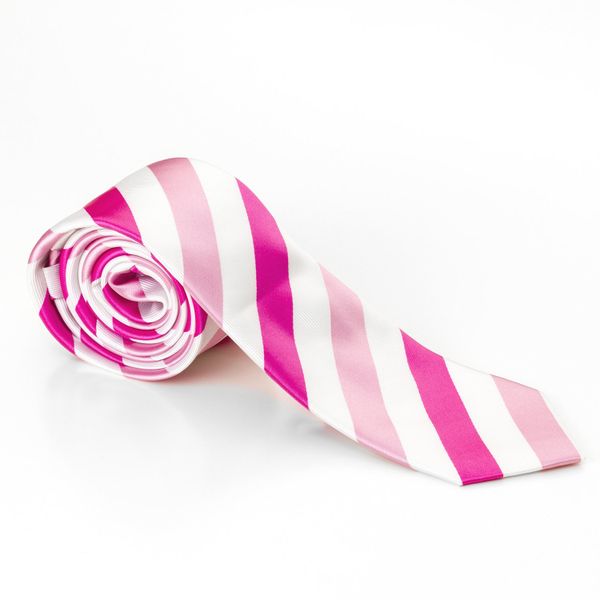 Pink &amp; White Diagonal Stripes Tie image