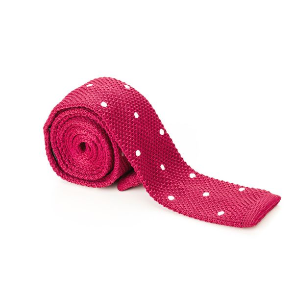 Pink with White Polka Dots Knit Tie