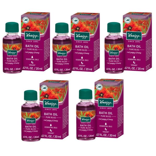 Kneipp Bath Oil - Pure Bliss with Red Poppy &amp; Hemp - Mini 20ml - Set of 5