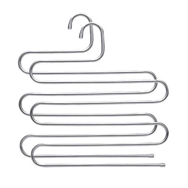 HomeFX S-Type Stainless Steel Clothes Pants Hangers - 2 Pack