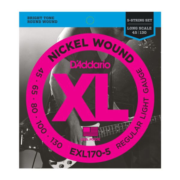 D'Addario EXL1705 Nickel Wound 5-String Long Scale Bass strings 45-130