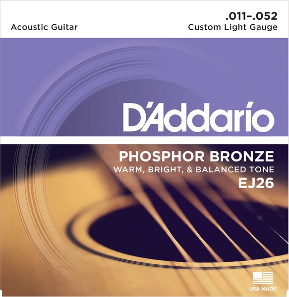 D'Addario EJ26 Phosphor Bronze Round Wound Acoustic Guitar Strings 011-052