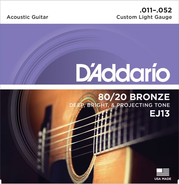 D'Addario EJ13 80/20 Bronze Round Wound Acoustic Guitar Strings 011-052