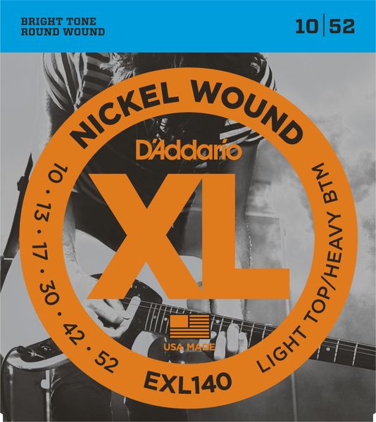 D'addario EXL140 Nickel Wound Light/Heavy Electric Strings 10-52 Gauge