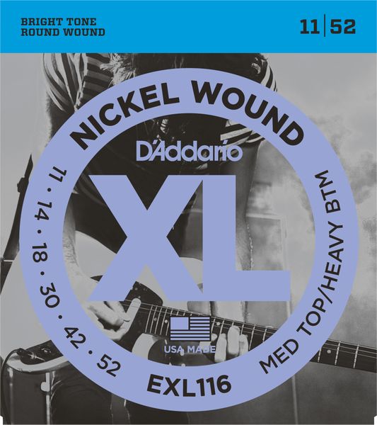 D'addario EXL116 Nickel Wound Medium/Heavy Electric Strings 11-52 Gauge