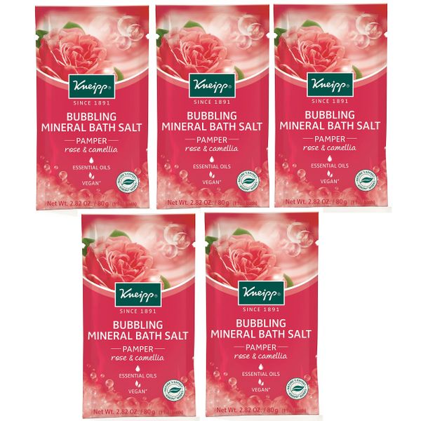 Kneipp Bubbling Mineral Bath Salt Pamper Rose &amp; Camellia - 80g Set of 5