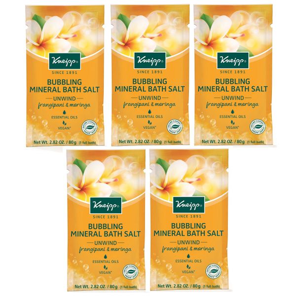 Kneipp Bubbling Mineral Bath Salt Unwind Frangipani &amp; Moringa - 80g x 5