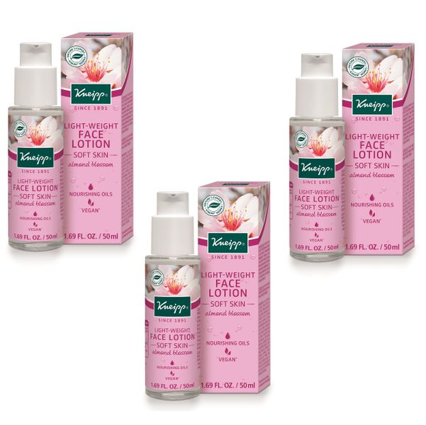 Kneipp Face Lotion - Light Weight Soft Skin with Almond Blossom - 50 ml x 3