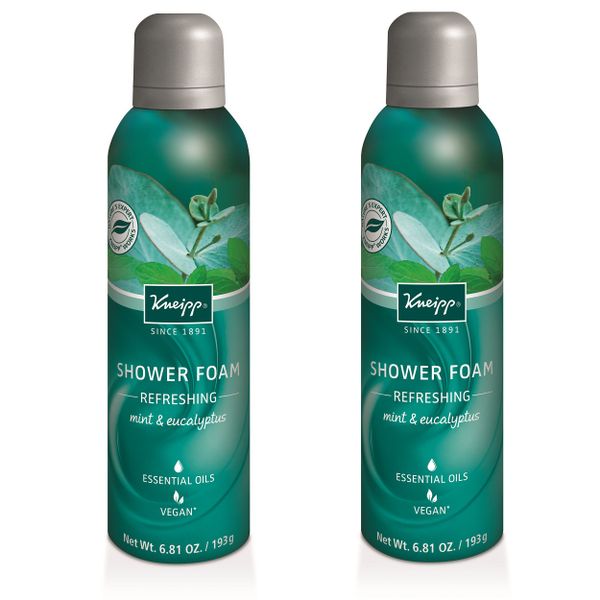 Kneipp Shower Foam - Refreshing with Mint &amp; Eucalyptus - 200 ml x 2