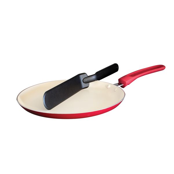 Blaumann 24cm Ceramic Coating Pancake Pan with Spatula - Red