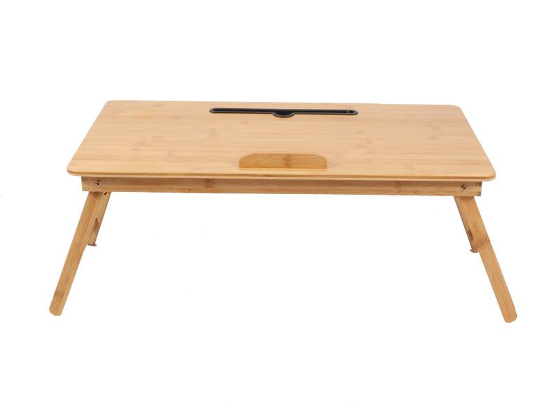 Multi-Functional Sit-Stand Bamboo Laptop Table with Tablet Slot