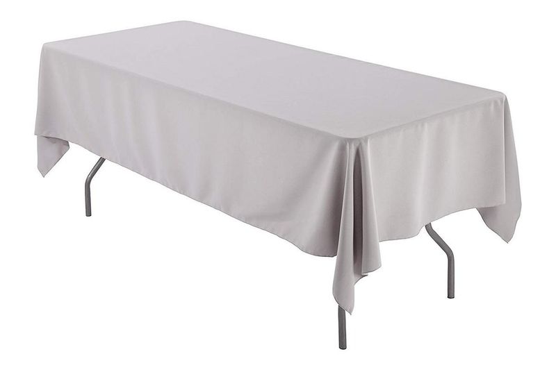 SAER 10 Seater Rectangular Short Silver Tablecloth