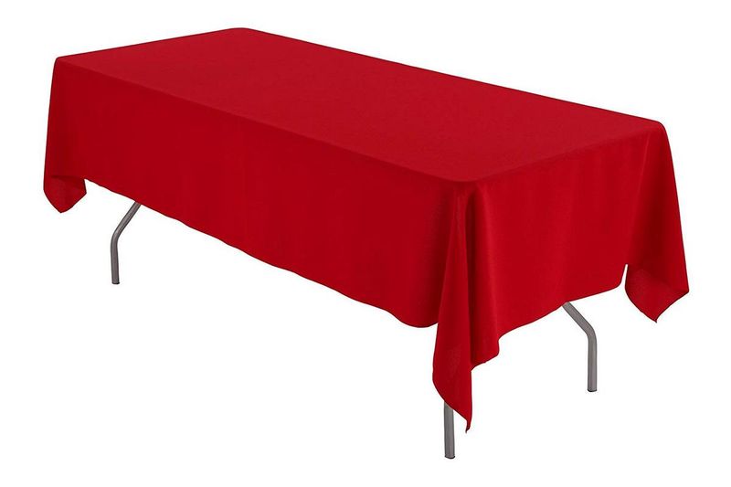 SAER 10 Seater Rectangular Short Red Tablecloth
