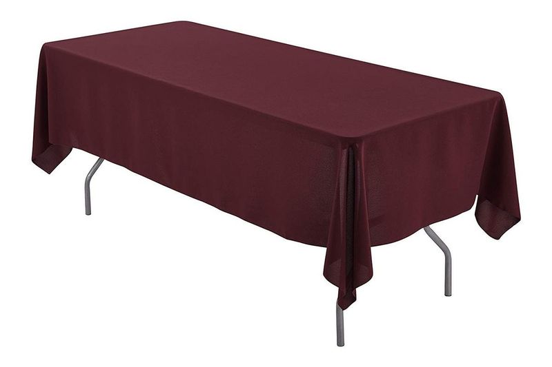 SAER 10 Seater Rectangular Short Burgundy Tablecloth