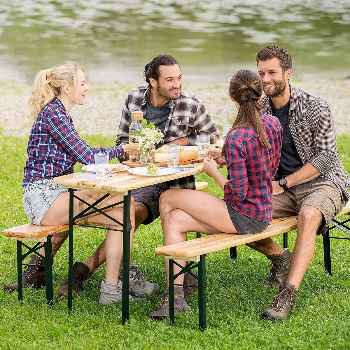 folding beer table and bench set