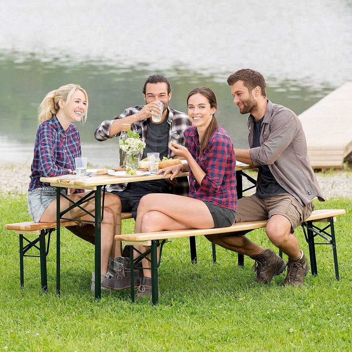 folding beer table and bench set