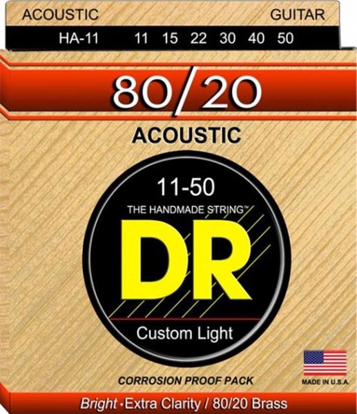 DR Strings HA-11 80/20 Acoustic Guitar Strings Custom Light 11-50