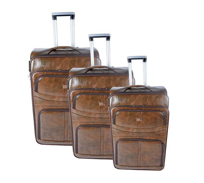 Nexco Luggage Set of 3 PU Leather Travel Suitcases 28'24'22" - Burgundy