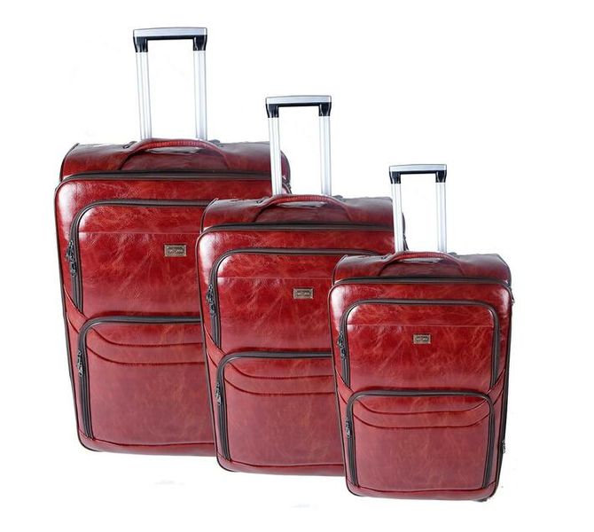 Nexco Luggage Bag Set of 3 PU Leather Travel Suitcases 28'24'22' inch - Tan