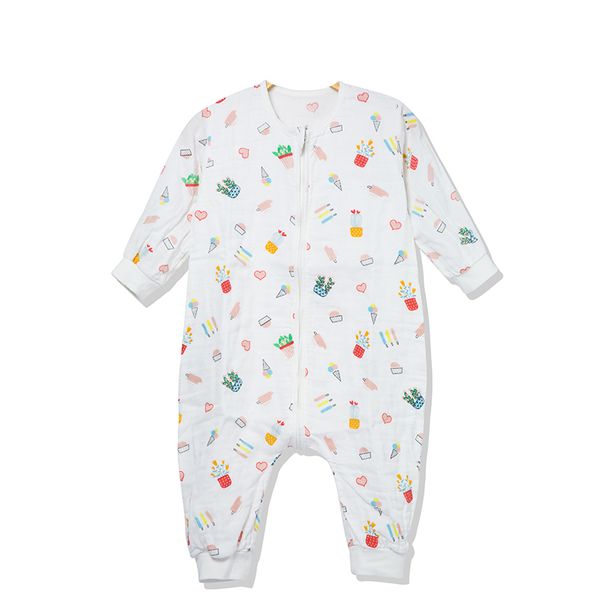 Olive Tree - 4 layer muslin split leg summer sleeping bag - Flower
