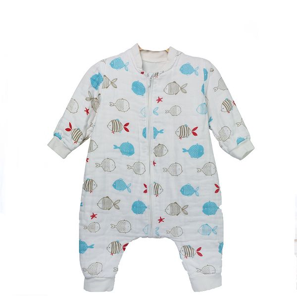 Olive Tree - 4 layer muslin split leg summer sleeping bag - Fish