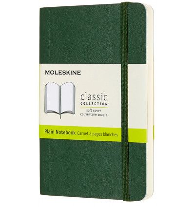 Moleskine Notebook, Pocket, Plain, Myrtle Green, Soft Cover (3.5 X 5.5)