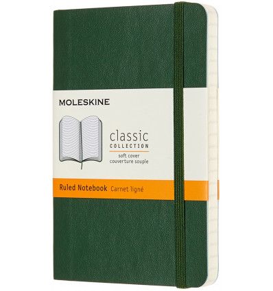 Moleskine Notebook, Pocket, Ruled, Myrtle Green, Soft Cover (3.5 X 5.5)