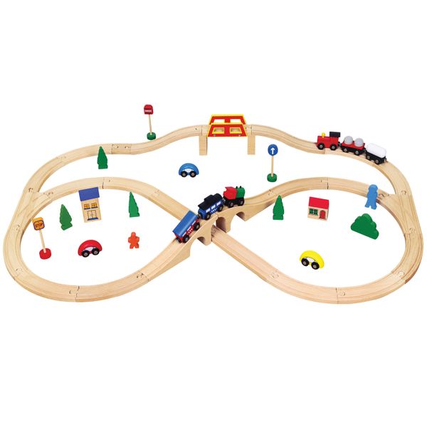 Viga Wooden Train Set with accessories 49pc