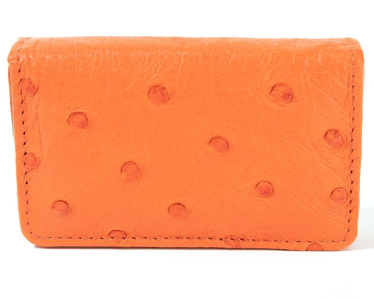 Kurgan Kenani Ostrich Leather Magnetic Business Card Holder - Orange