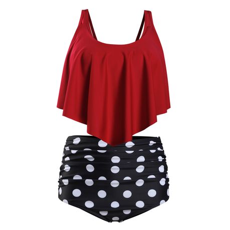 Olive Tree - Ladies Ruffled High Waist Tummy Control Swimsuit - Red, Shop  Today. Get it Tomorrow!
