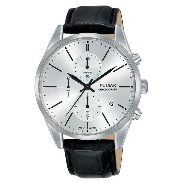 Pulsar Gents Leather Chronograph Watch - 50M - PM3137X1