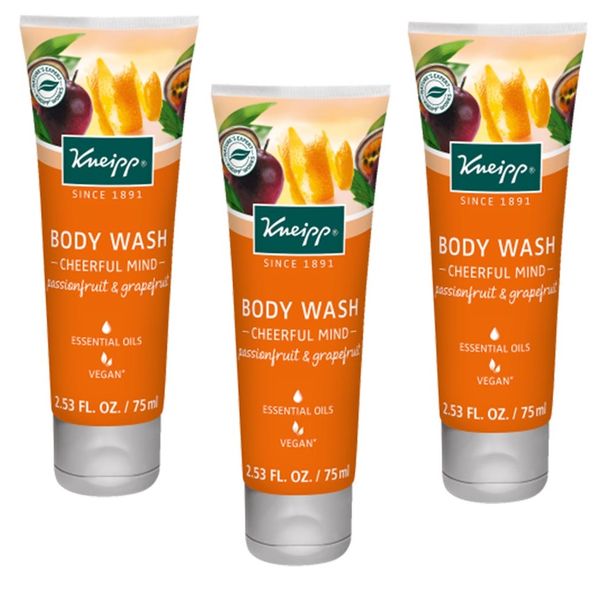 Kneipp Body Wash - Cheerful Mind with Passionfruit &amp; Grapefruit - 75ml x 3