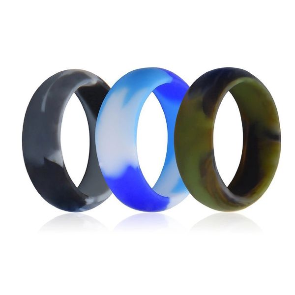 Killer Deals Camo Print Wedding Exercise Silicone Ring - 8mm - Set of 3