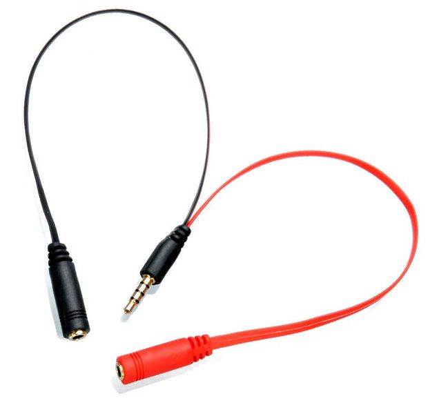 Astrum AS004 Headset Y Splitter, Audio &amp; Mic Female to Aux Male Adapter
