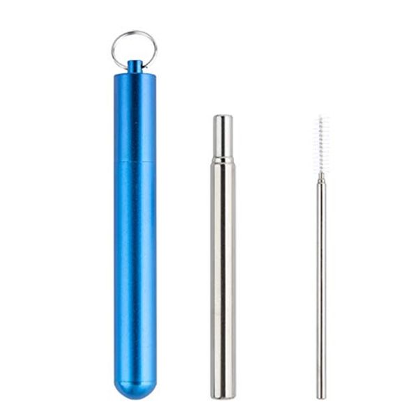 Collapsible Stainless Steel Straw Blue image