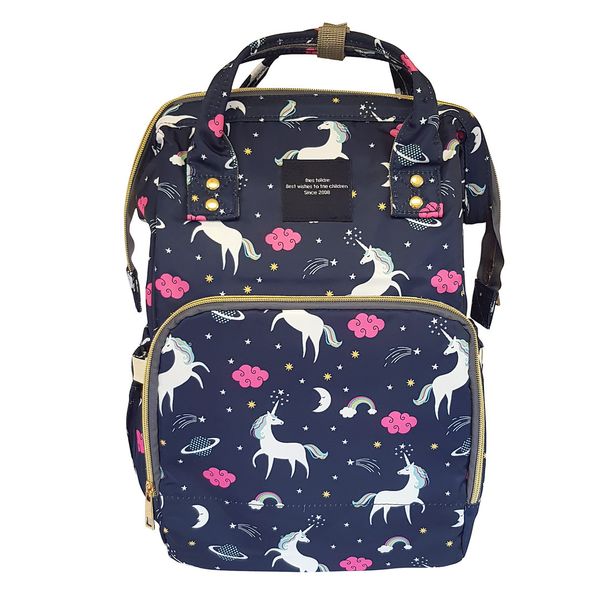 Unicorn Backpack Nappy Bag - Navy Blue