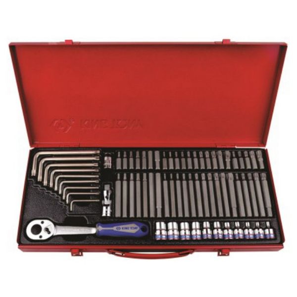 King Tony Socket &amp; Bits Set Torx, Hex Spline 3/8" 69Pc