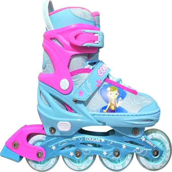 Cougar Little Mermaid Inline Skates set with 4 piece Protection Kit Small