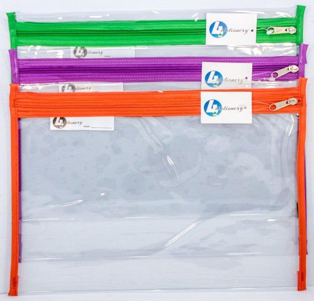 Clear Library/Subject Bag Value Pack (Red,Green,Purple)