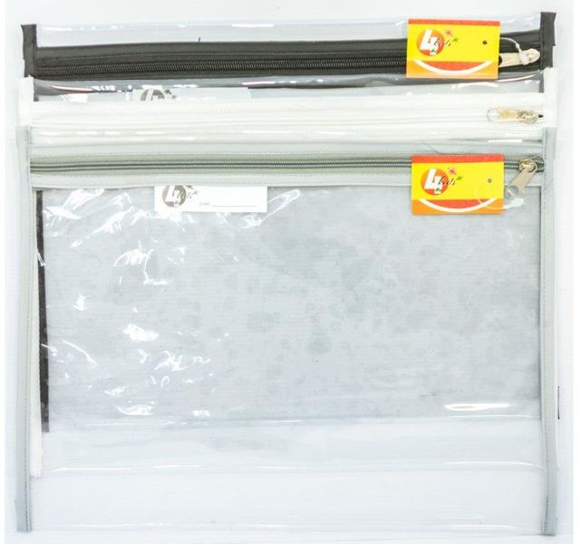 Clear Library/Subject Bag Value Pack (Black,White,Grey)