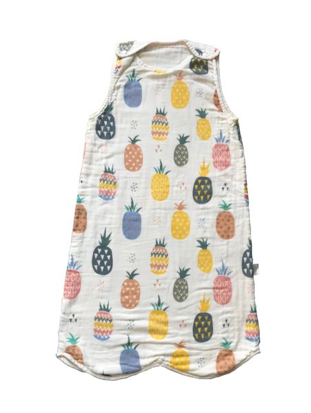 Olive Tree - 4 layer muslin sleeveless summer sleeping bag - Pineapple